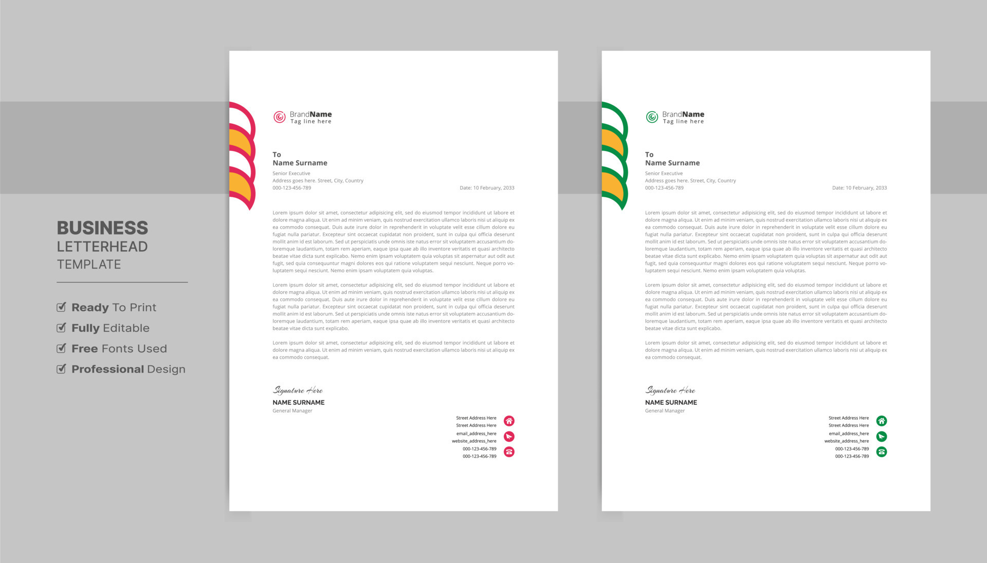 Letterhead Format Template, Business Style Letterhead Design Template