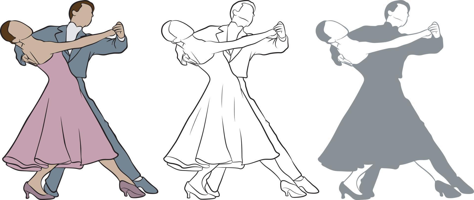 bailarines en salón de baile diseño colocar. vector