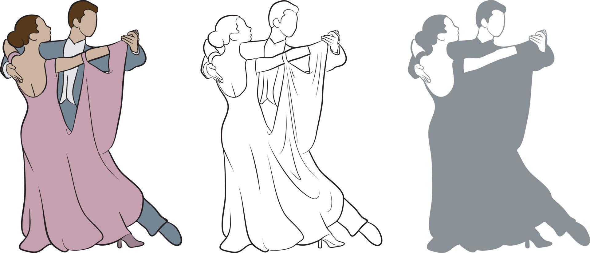 Dancers in Ballroom Design Set. vector