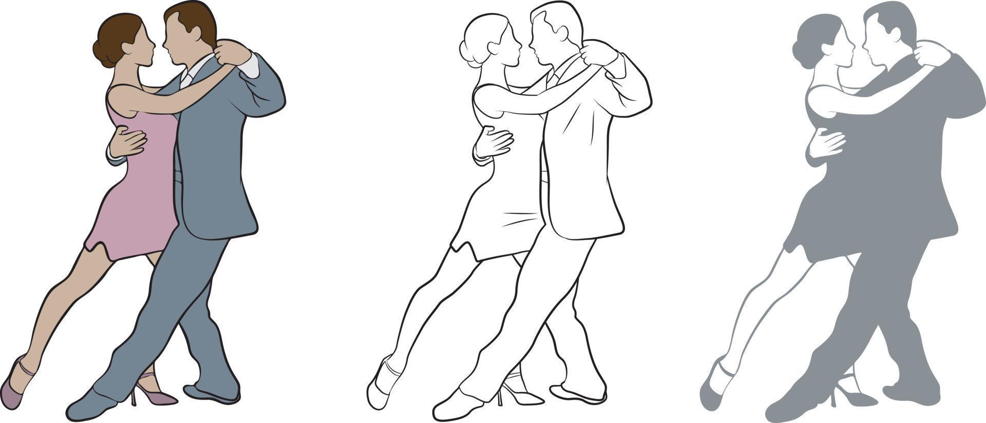 Dancers in Ballroom Design Set. vector