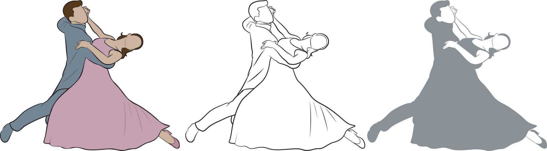 bailarines en salón de baile diseño colocar. vector