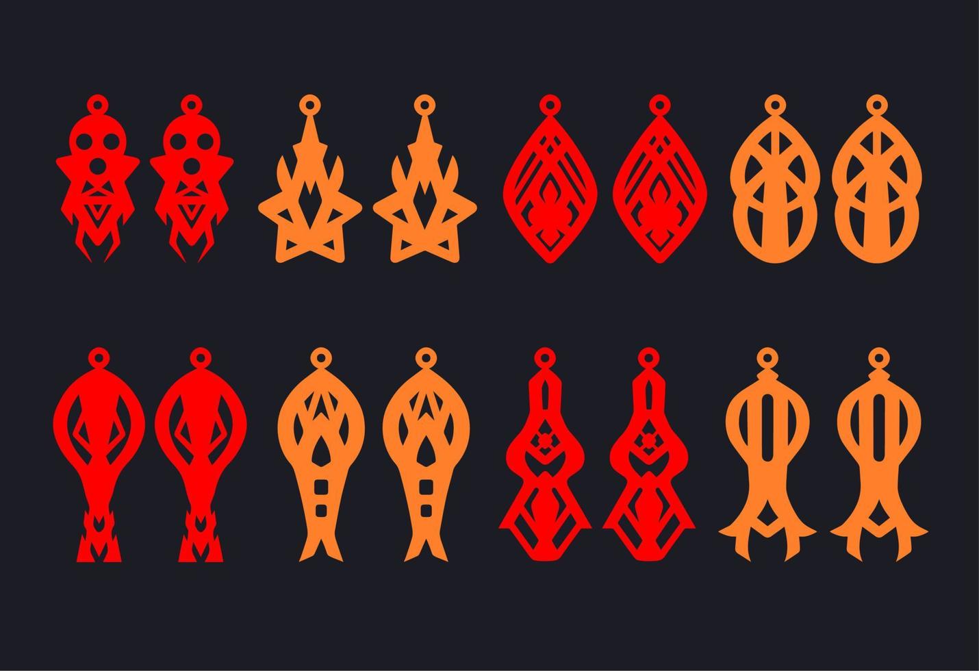 A collection of Earrings templates with geometric and abstract shapes. Isolated stencils pattern suitable for handmade work, laser cutting and printing. Jewelry Template. vector