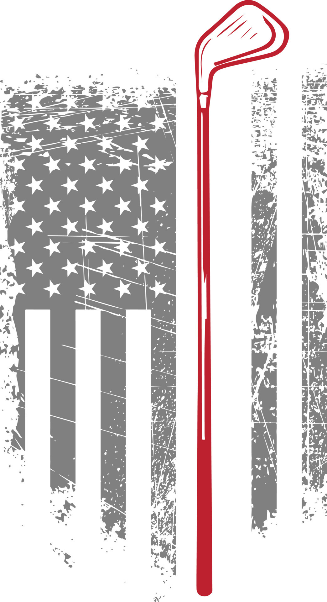 Vintage golfer t-shirt illustration with USA grunge flag. Golf t-shirt