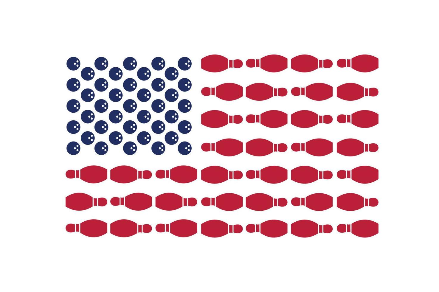 Bowling USA Flag Design with Bowling Pins and Bowling Balls vector