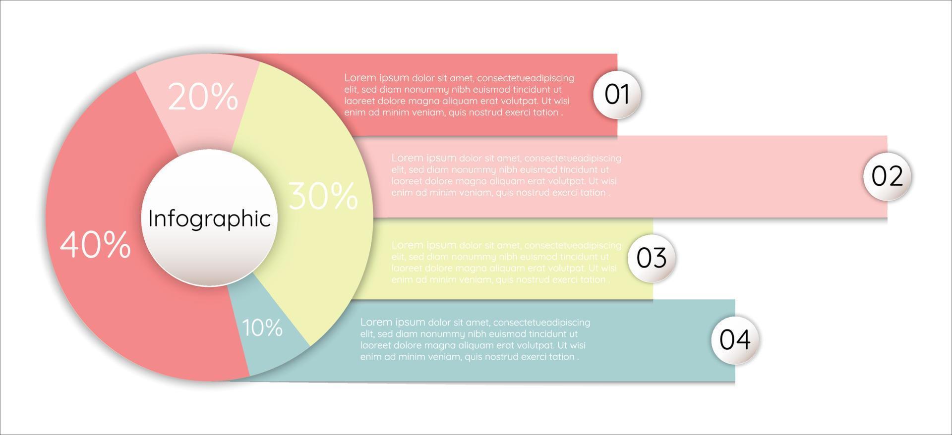 Infographic template for business information presentation. Vector circles and geometric elements. Modern workflow diagrams. Report plan 4 topics