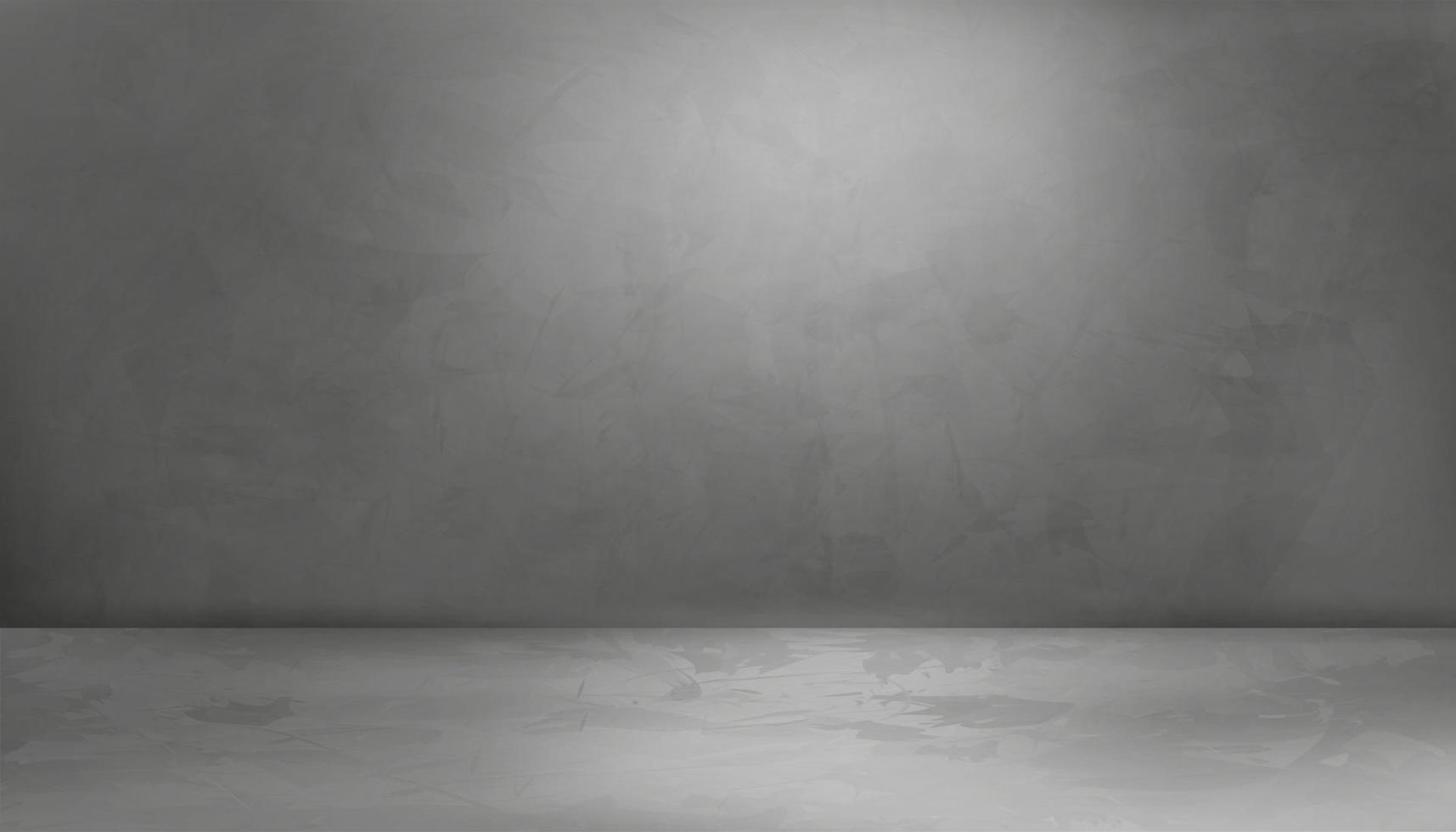 pared cemento textura fondo fondo, pantalla vacío habitación con ligero y sombra en gris hormigón pared, vector 3d estudio cemento piso con grieta superficie modelo concepto para producto presentración