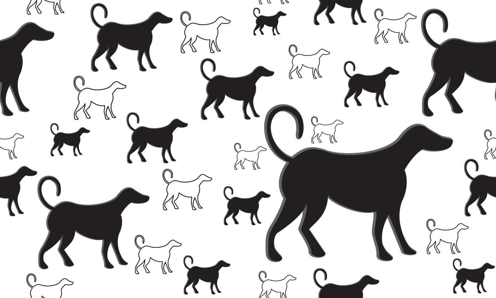 Seamless pattern with dog silhouettes on white background for decoration, wrapping paper, textile, website background, book cover, packaging. vector
