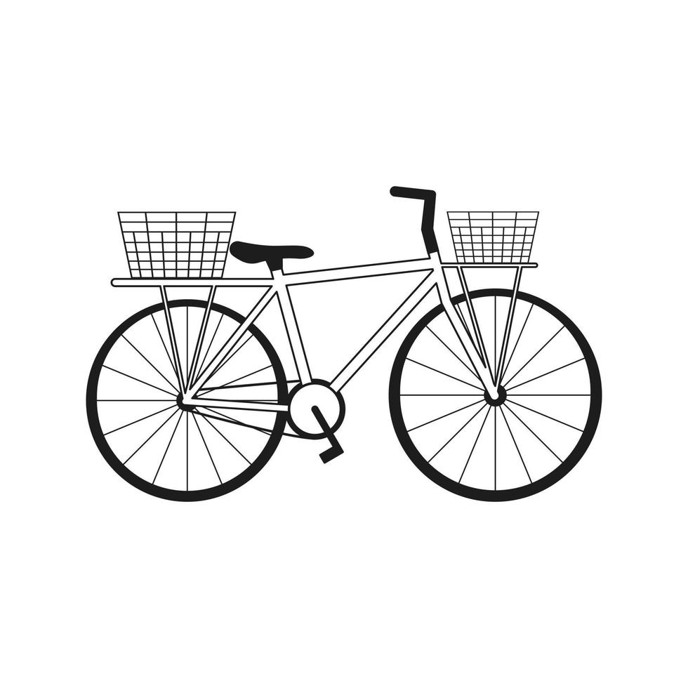 bicicleta con cestas aislado en blanco antecedentes. mano dibujado boceto.vector ilustración. sencillo garabatear estilo. vector