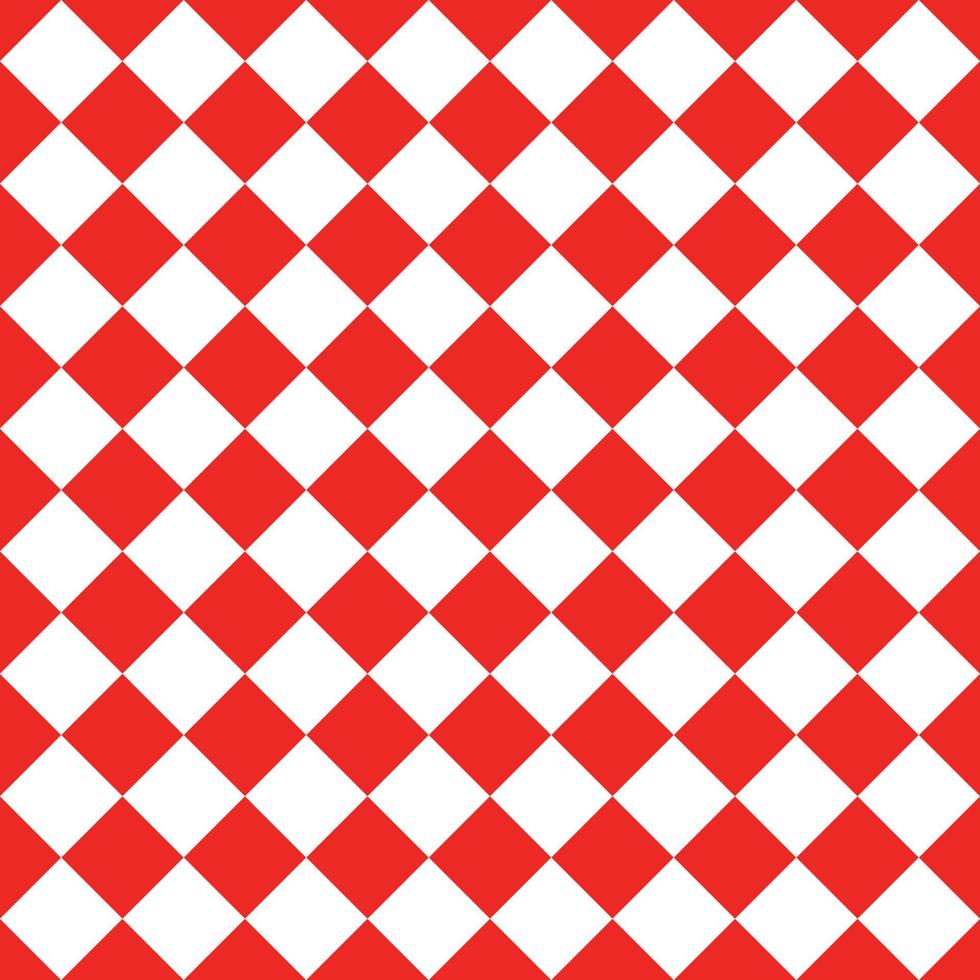 Red and White Seamless Diagonal Checkered And Squares Pattern vector