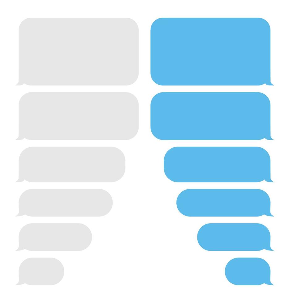 azul y gris mensaje burbujas colocar. SMS vector diseño modelo para Mensajero charla