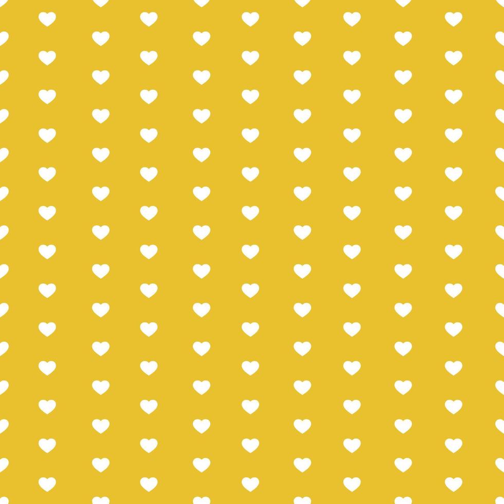 White Seamless Hearts Pattern On Yellow Background vector