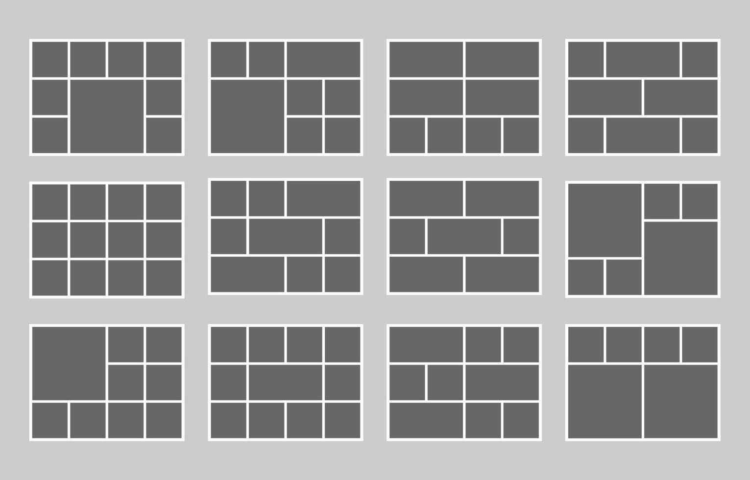 sencillo moodboard cuadrícula foto collage plantillas conjunto vector