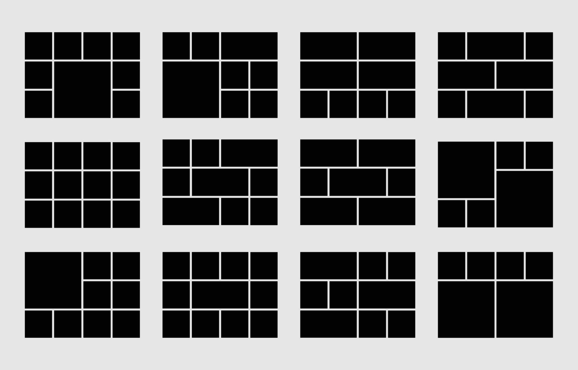 Simple Black Moodboard Grid Photo Collage Templates Set 20339703 Vector