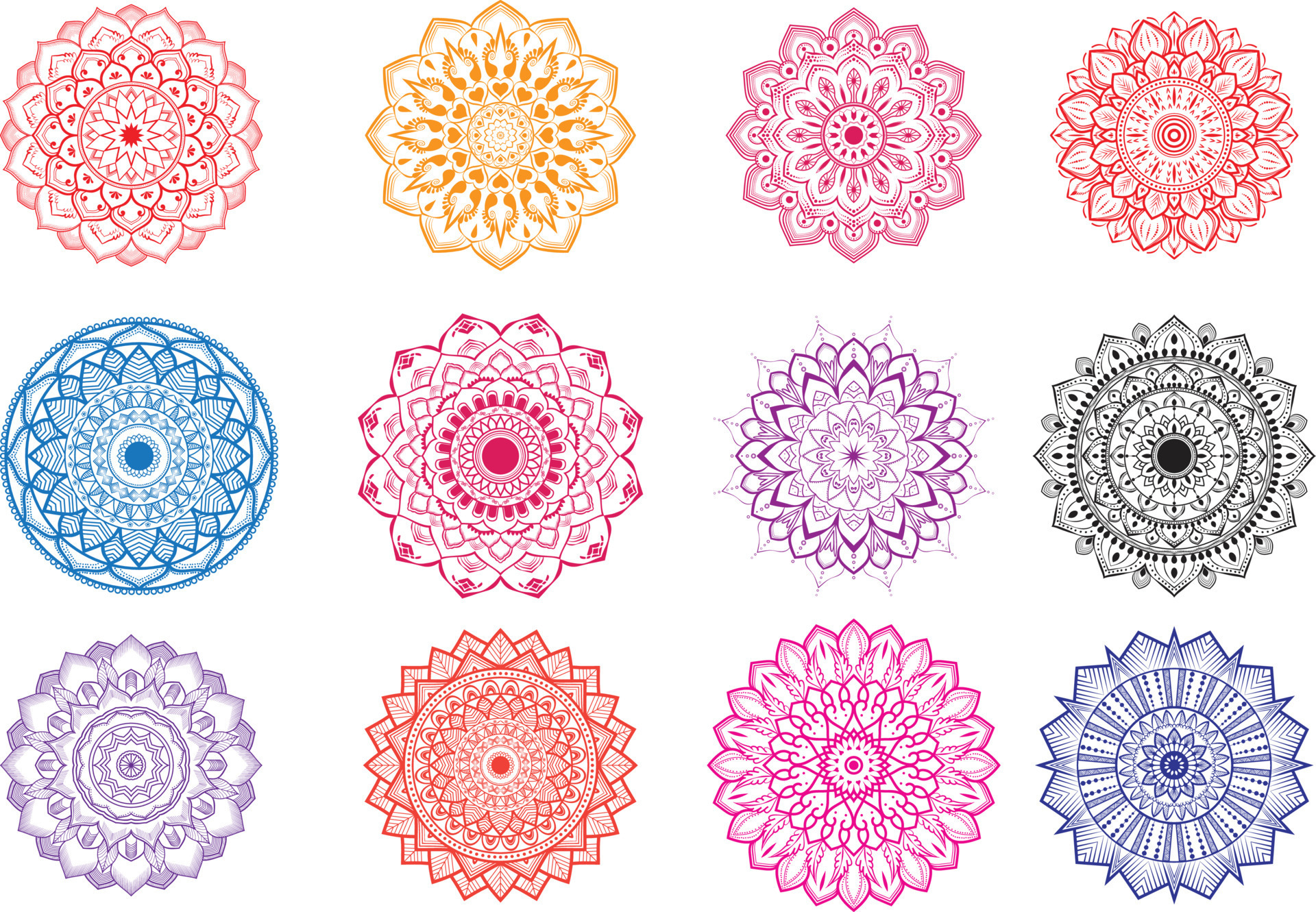 Different types of mandala designs 20339825 Vector Art at Vecteezy