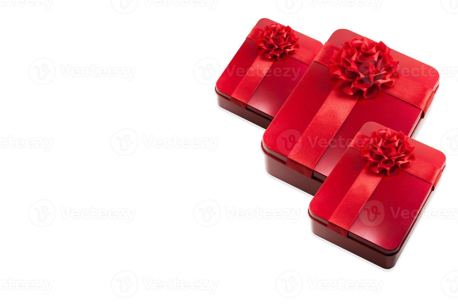 Red presents boxs isolated on white background ,A pile of gift boxes, holiday presents photo