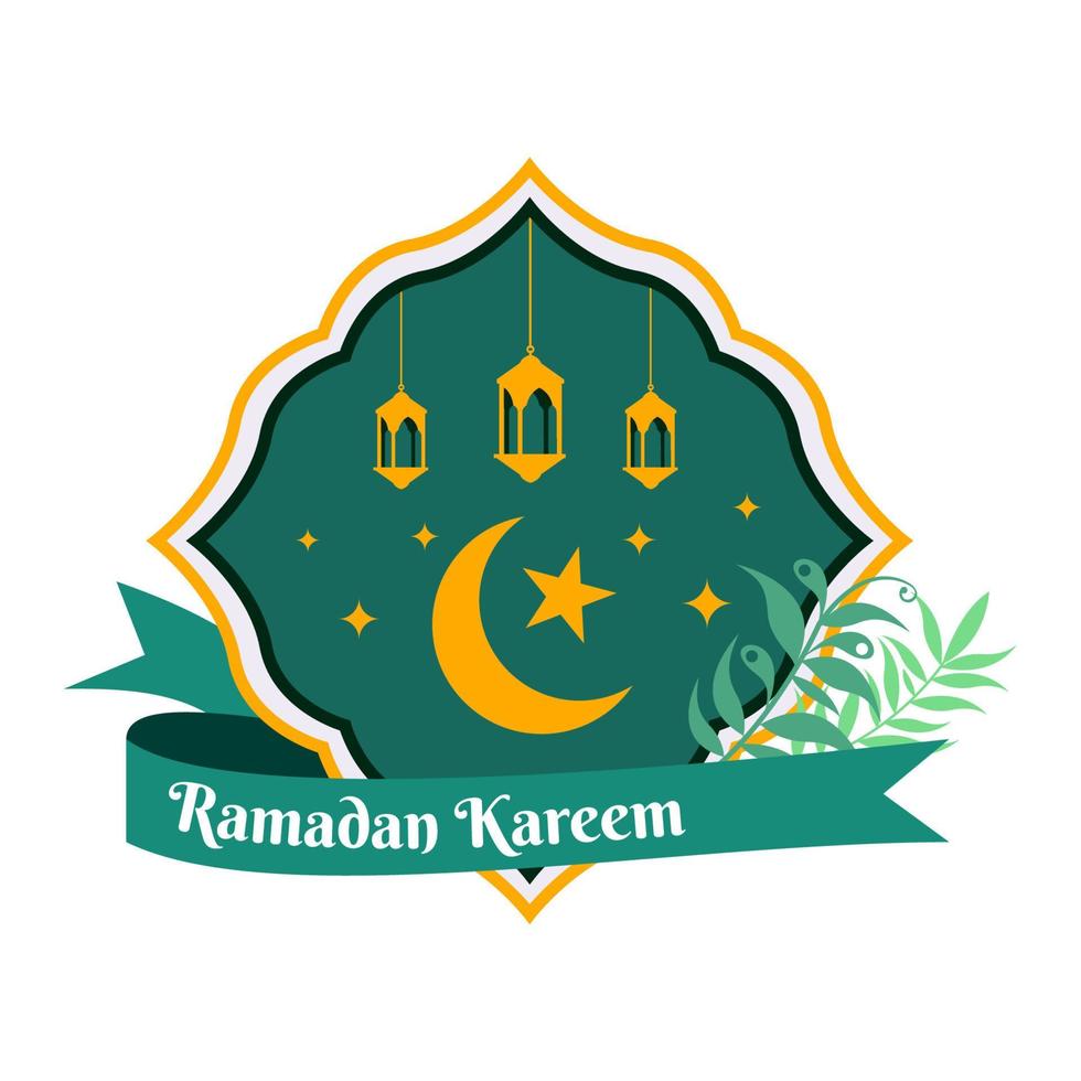 ramadan theme, illustration of lantern, moon and stars vector