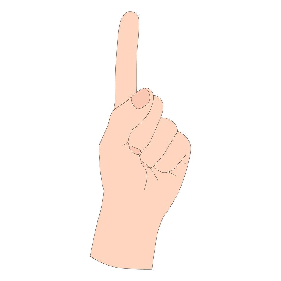 A hand gesture - pointer up. Sign language. Vector illusration isolated on white background