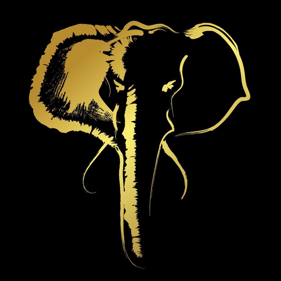 Golden border Elephant head over black background vector