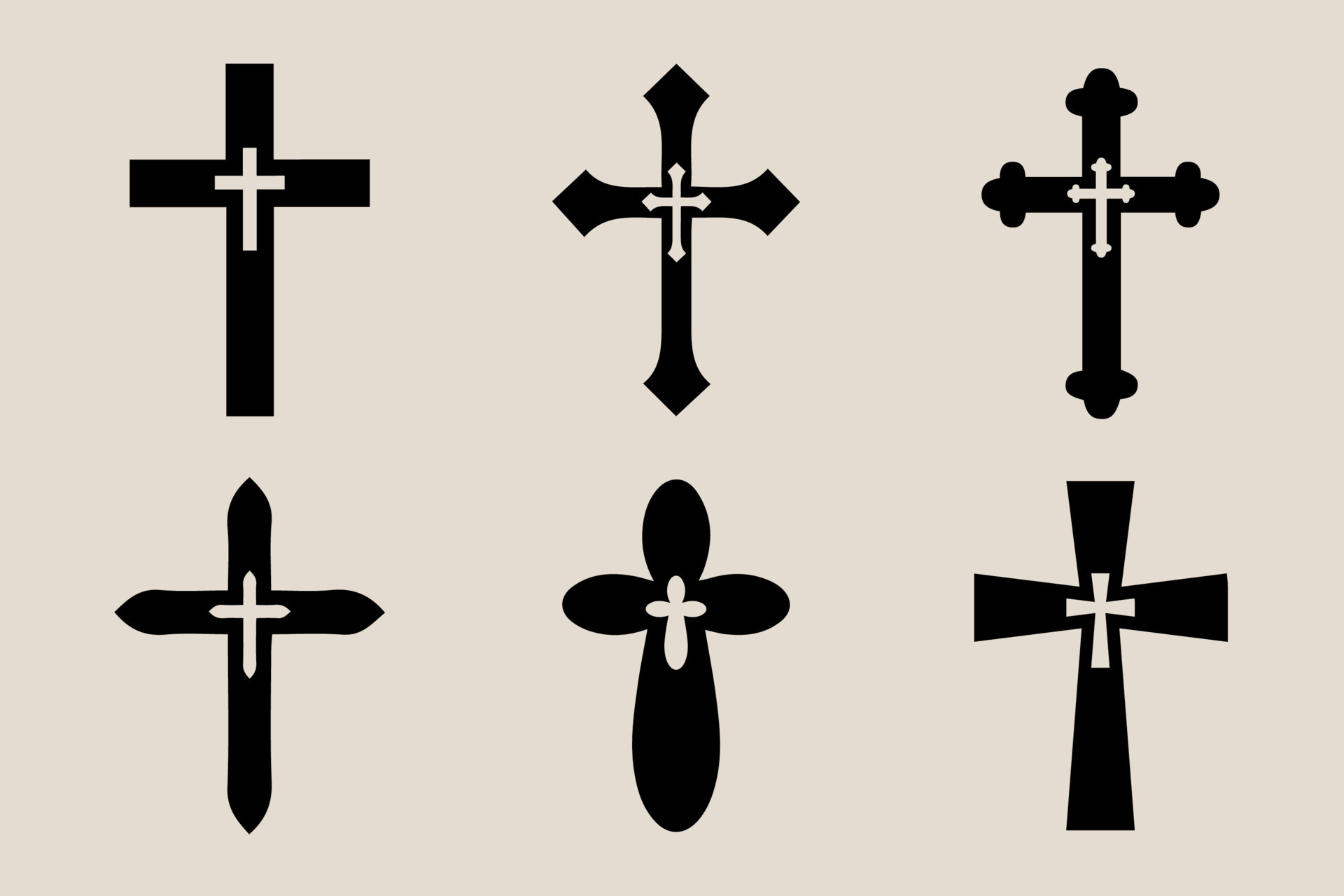 Decorative crucifix religion catholic symbol, Christian crosses. orthodox  faith church cross icons design, isolated flat set. 20340294 Vector Art at  Vecteezy