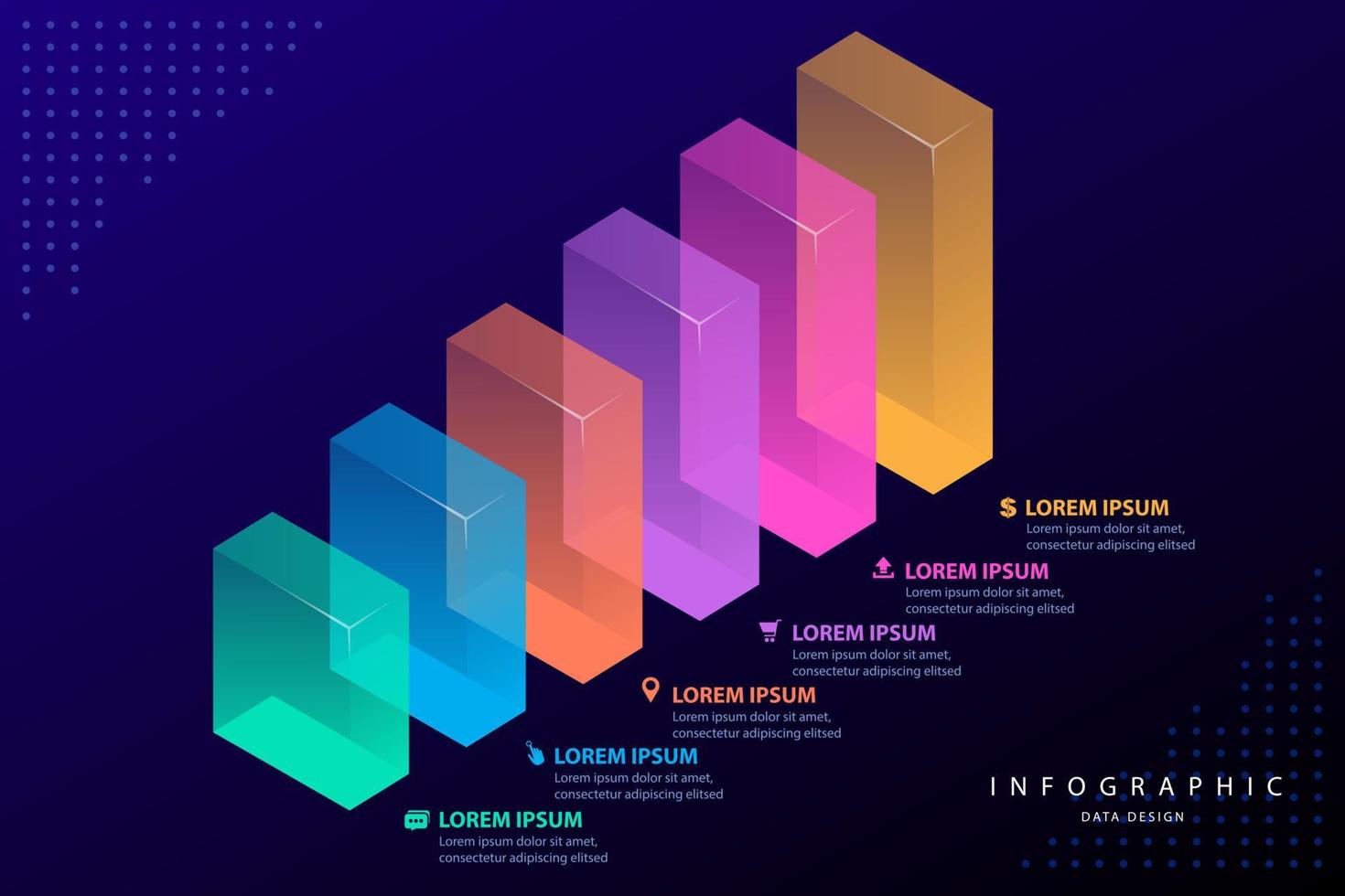 Infographic elements data visualization vector design template. Business concept, glowing gradient 3d chart, graph, illustration.
