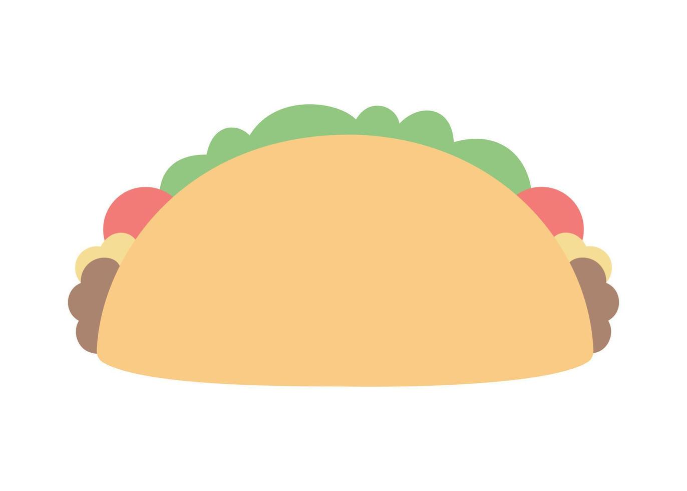 Mexican taco hand drawn street fast food design simple flat design stamp vector illustration.