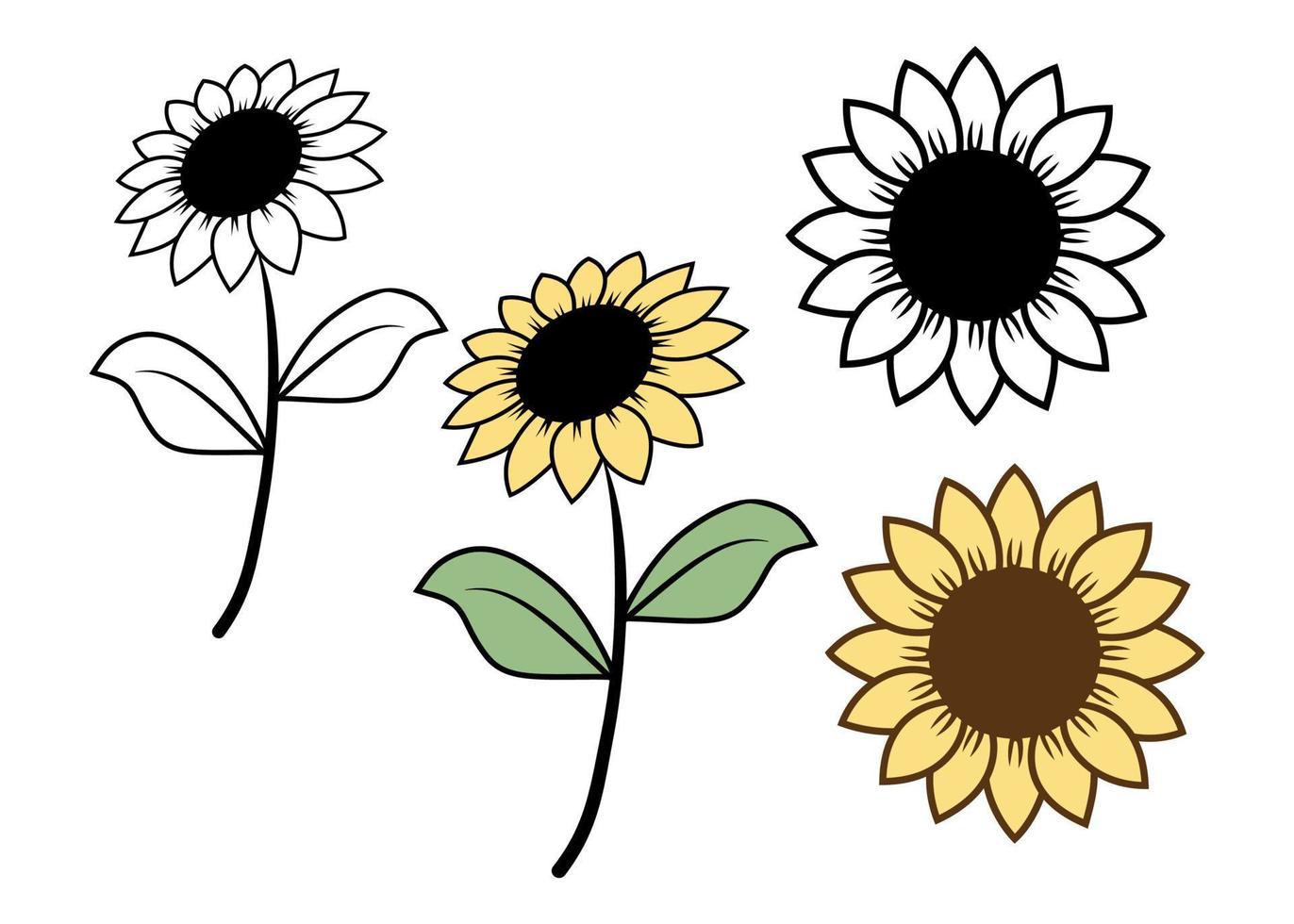 girasoles mano dibujado aislado en un blanco antecedentes. vector ilustración minimalista estilo