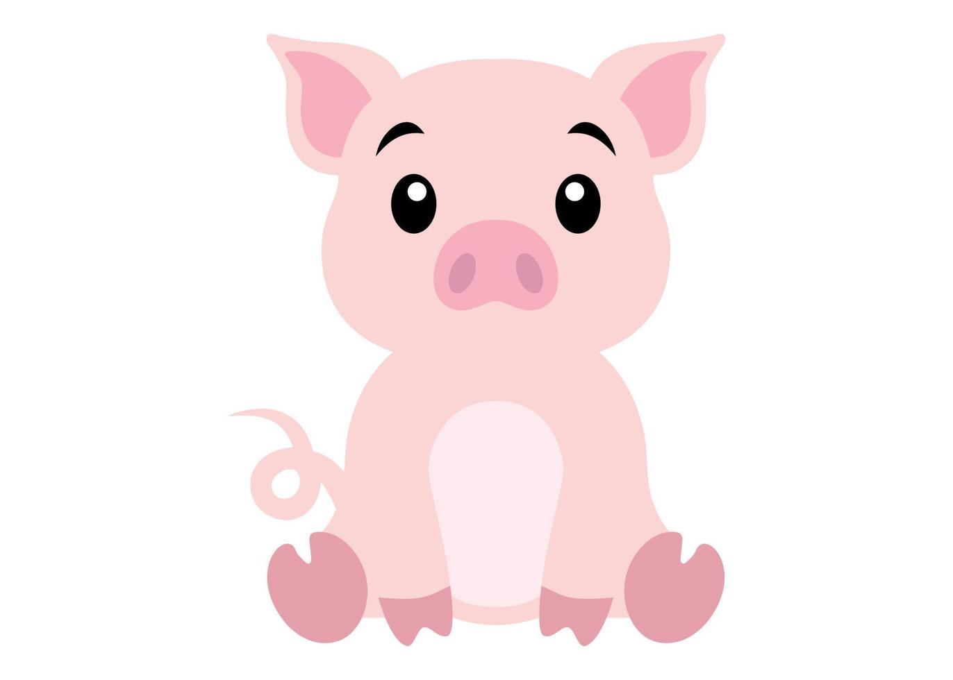 Cute pig cartoon presenting child illustration simple hand drawn vector art isolated on white