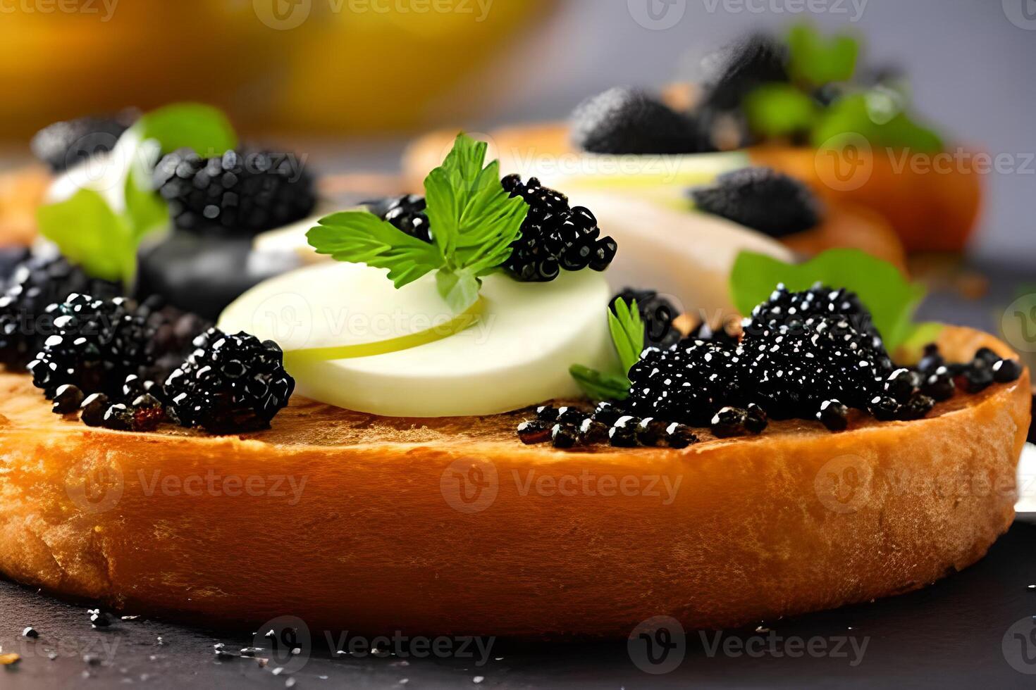 Luxury caviar lavish food with some bread. photo