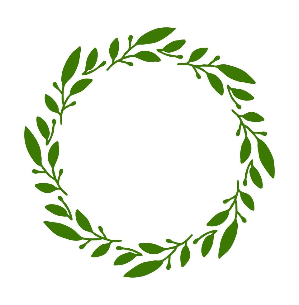 The branches are laid out in a circle. Twig ring. vector