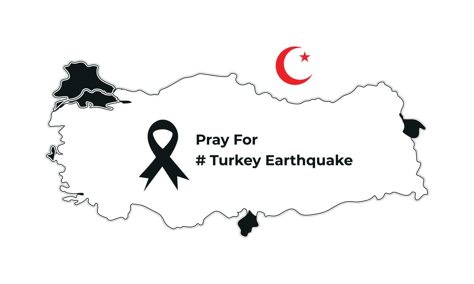 pray for turkey earthquake turkey national flag and map illustration
