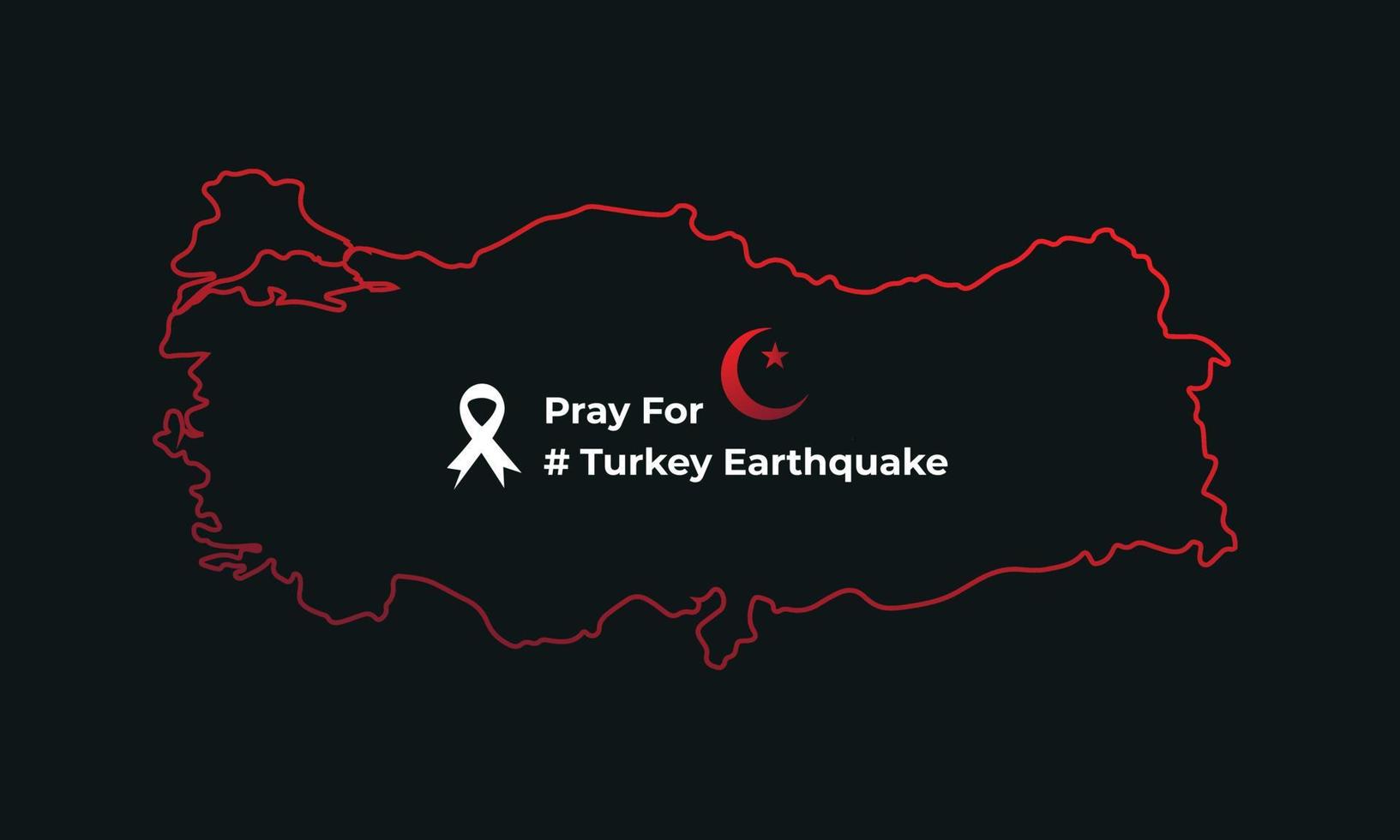 pray for turkey earthquake turkey national flag and map illustration Earthquake tragedy in Turkey background. Turkey earthquake disaster February 5, 2023 vector