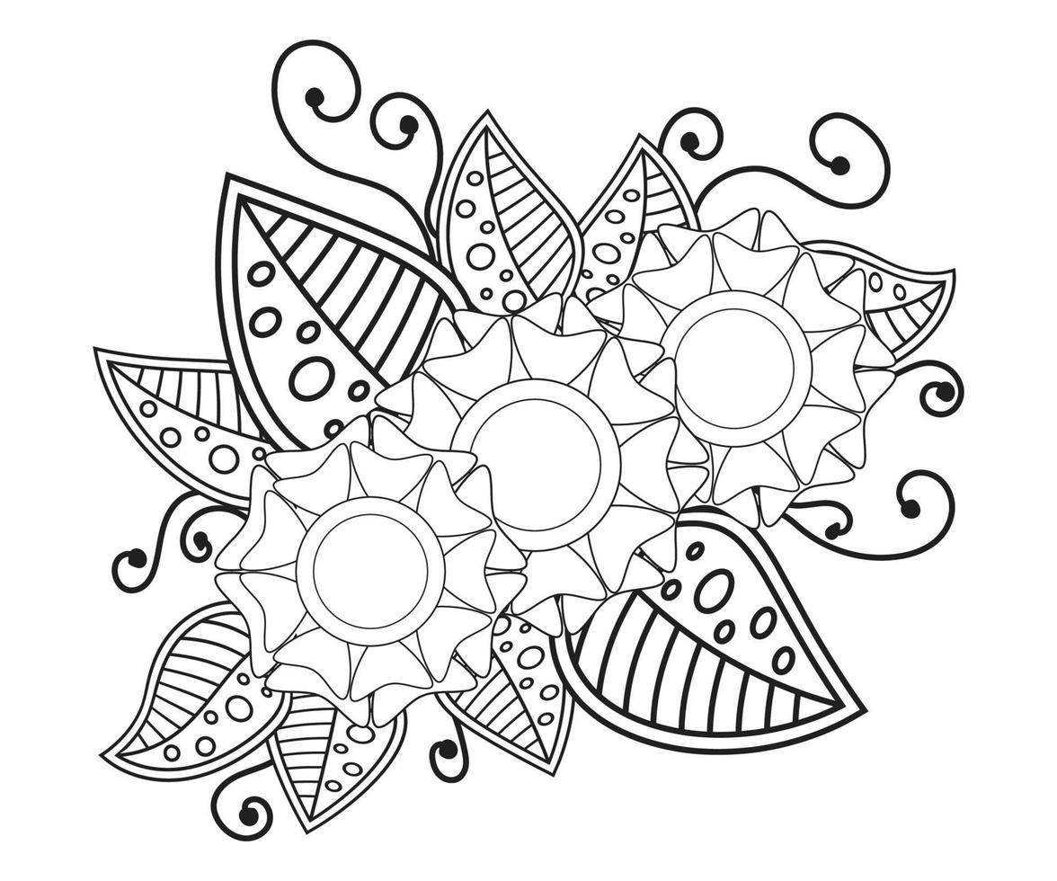 Mehndi Floral Coloring Page for Adult vector