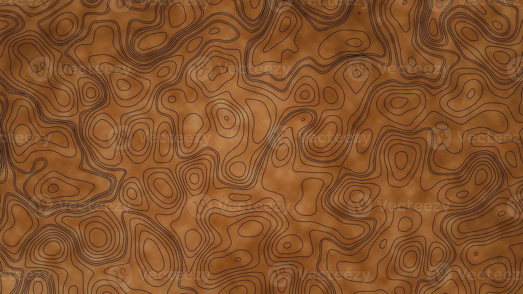 Topographic background with aged paper effect. Abstract topographic map in brown and black colors. Mountain hiking trail line map design. Topographic Cartography. Topographic Relief. photo
