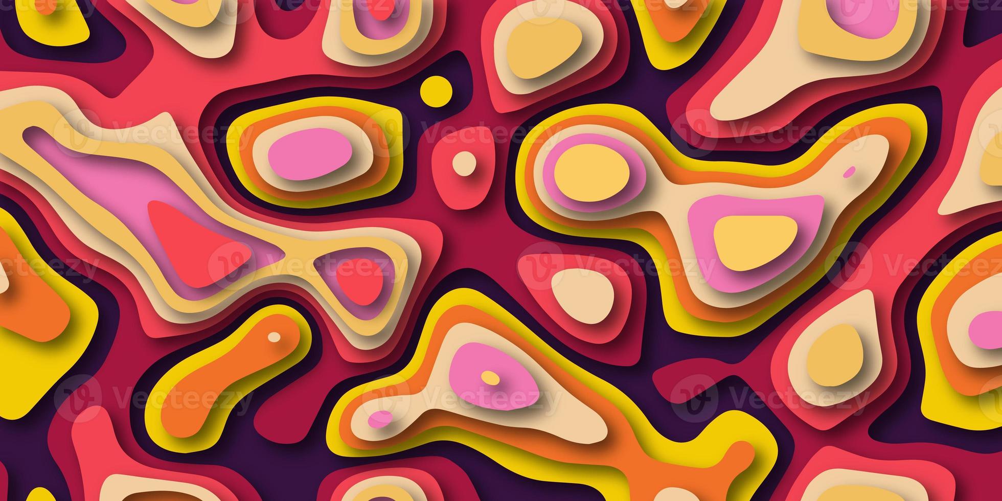 Beautiful typography concept or smooth origami shape paper texture. Abstract pattern with circles. Abstract background with waves. Colorful papercut and multi layer cutout geometric pattern photo