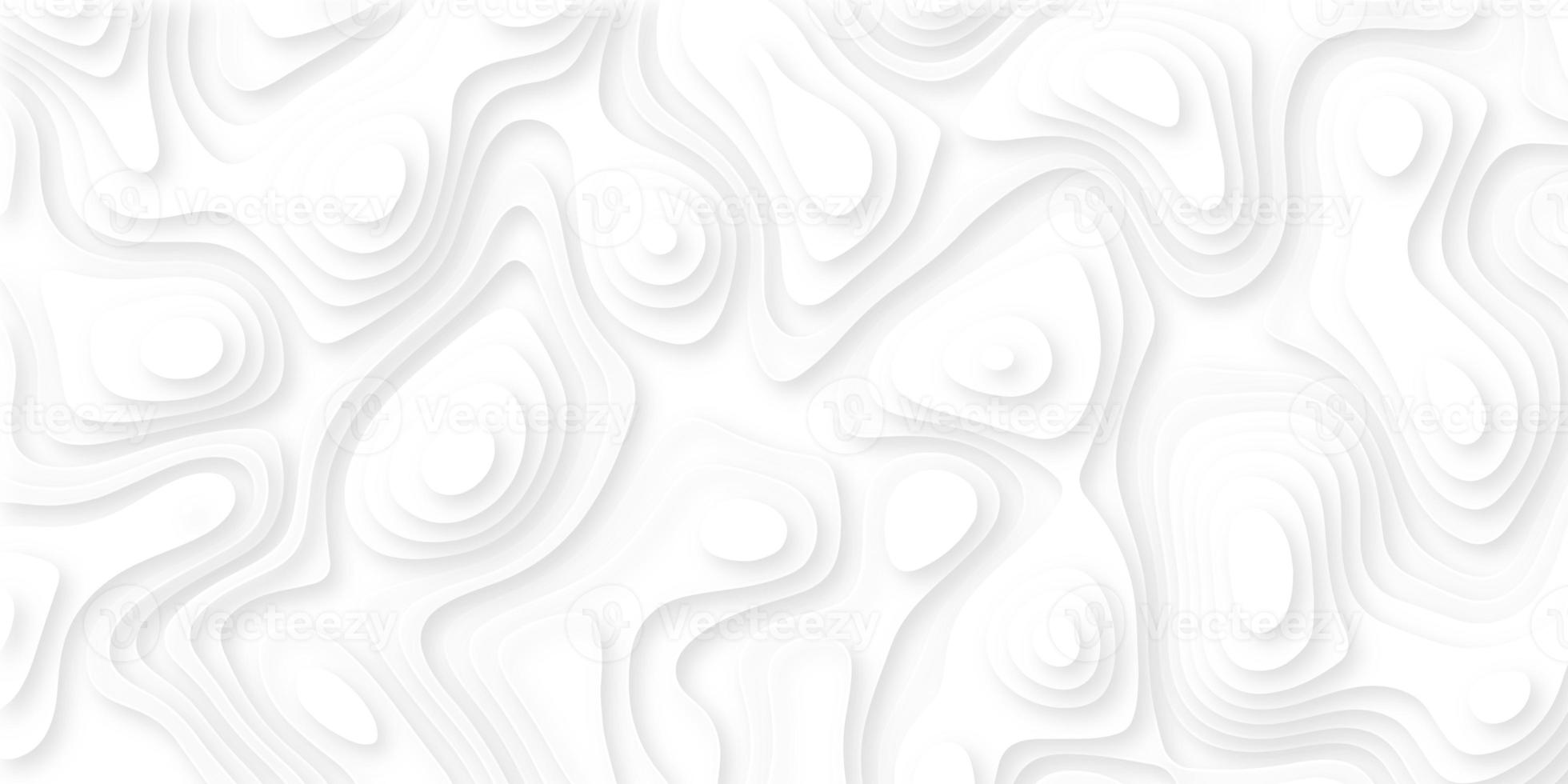 White paper cut white background. Abstract realistic papercut decoration textured with wavy layers and shadow. Topographic contour map abstract tech motion graphic design. photo