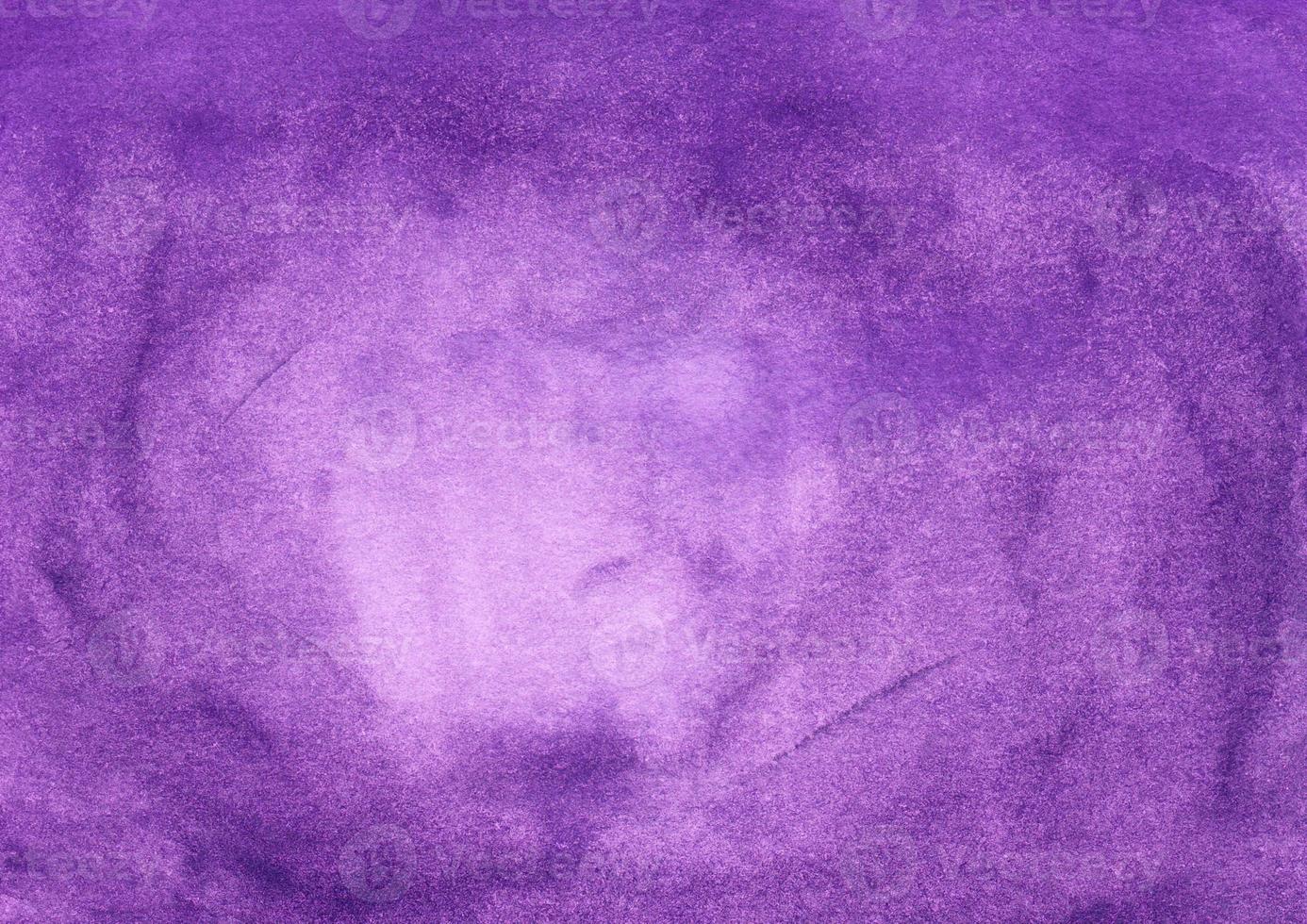 Watercolor deep purple background with space for text. Violet stains on paper. photo