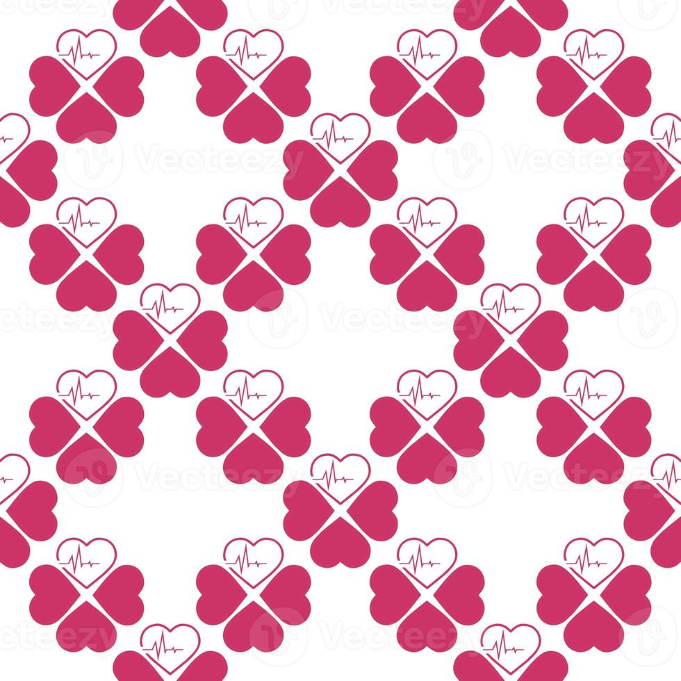 simple seamless pattern of pink hearts on a white background, texture, design photo