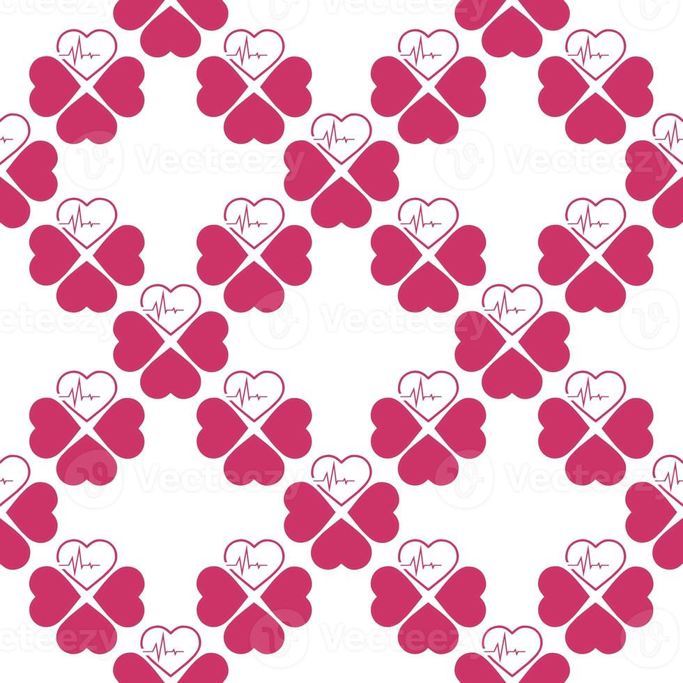 simple seamless pattern of pink hearts on a white background, texture, design photo