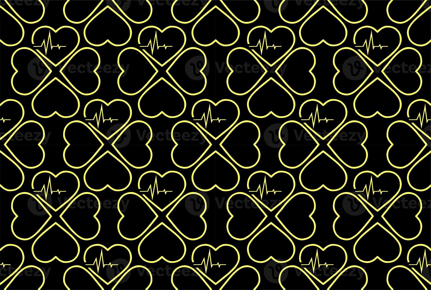 simple seamless pattern of yellow hearts on a black background, texture, design photo