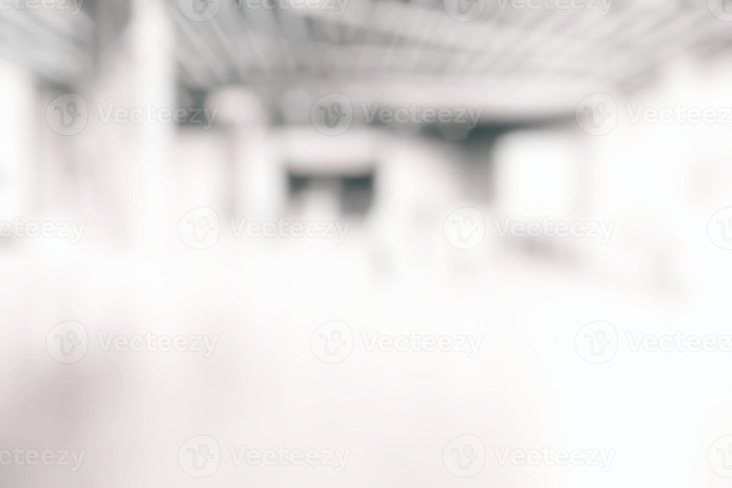 White Blurred Interior of Hallway Background with Cool Bokeh. photo