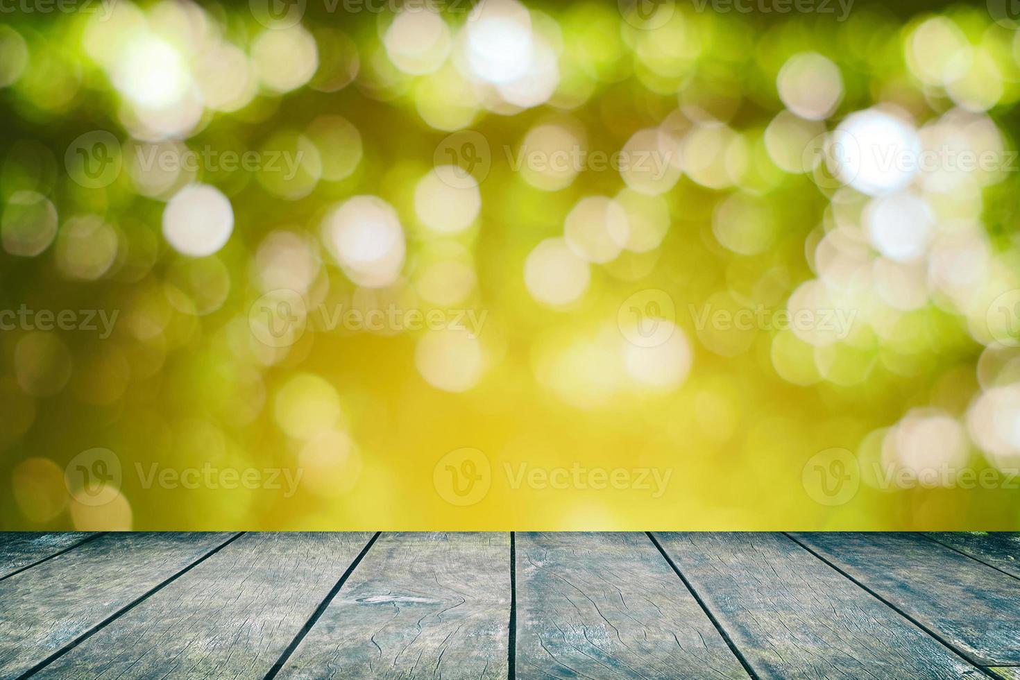 Wood Table with Natural Bokeh in the Vineyards Background with Light Leak, Suitable for Product Display. photo