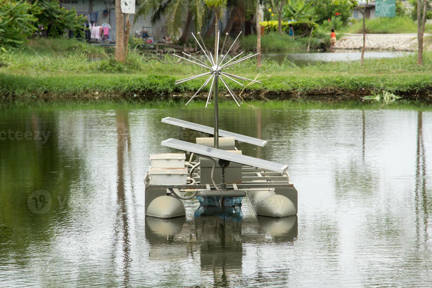 sewage treatment boat Solar energy, clean energy, environmentally friendly in nature is a renewable energy created by man. photo