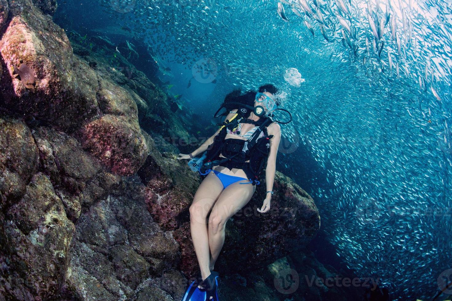 beautiful latina scuba diver girl photo