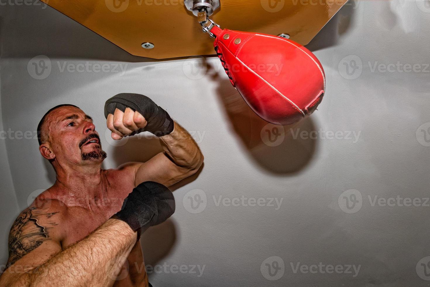 boxeador masculino europeo mientras entrena foto