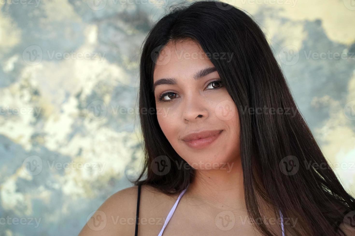 beautiful black hair girl mexican latina portrait photo