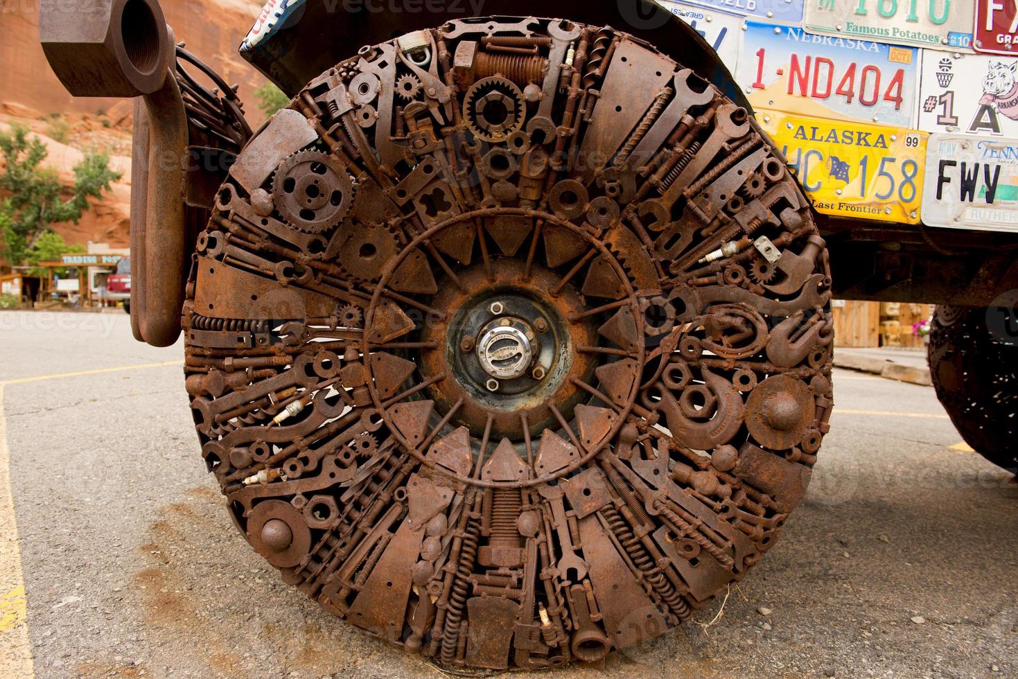 Car made of american plates photo