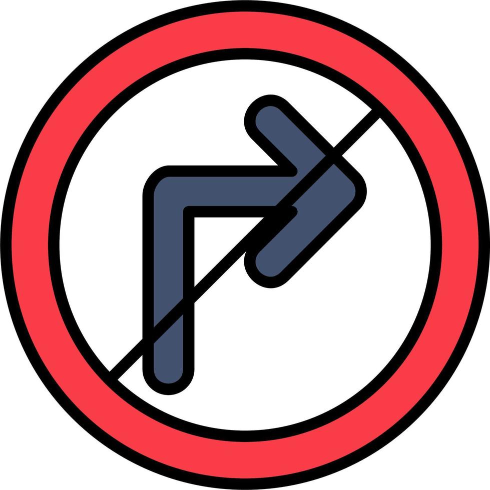 No Right Turn Vector Icon