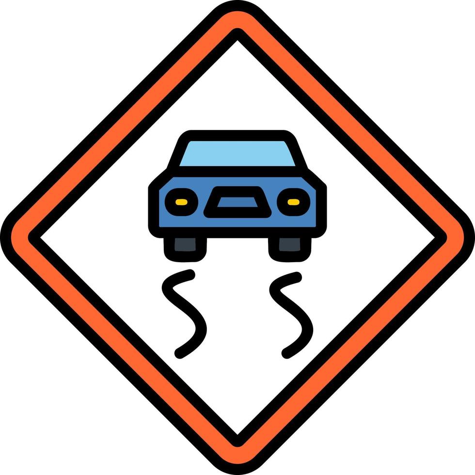 Slippery Road Vector Icon