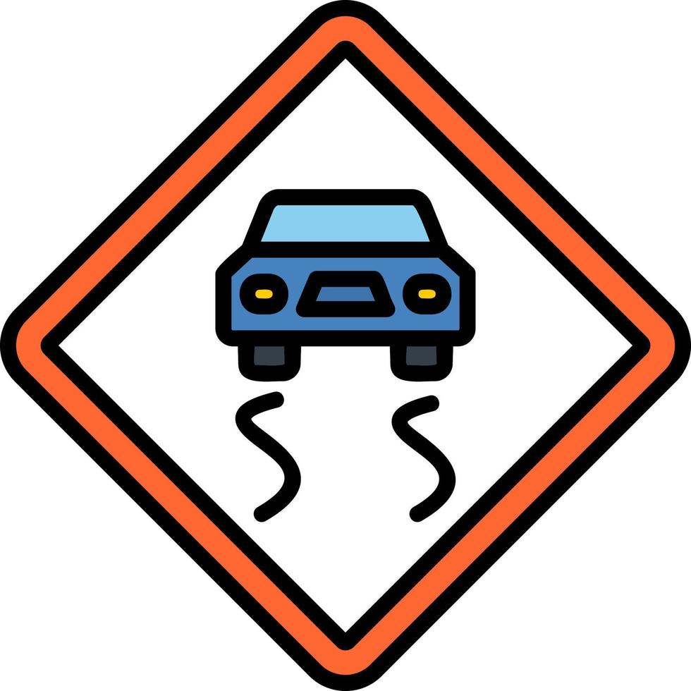 Slippery Road Vector Icon