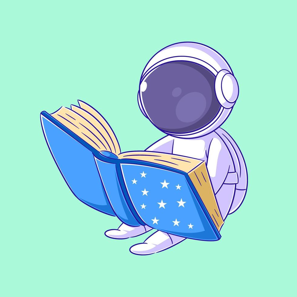 astronauta es leyendo un libro acerca de estrellas vector